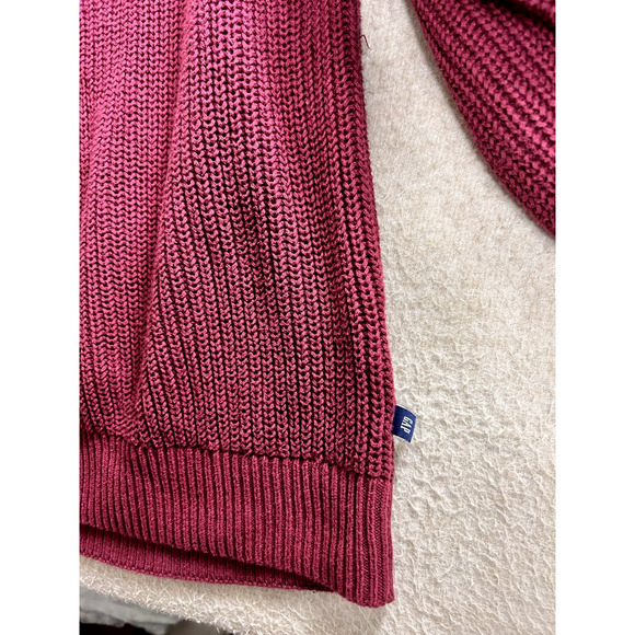 Gap Burgundy Chunky Cardigan Sweater Sz Large Long Fit Button Front Thick - Picture 4 of 9